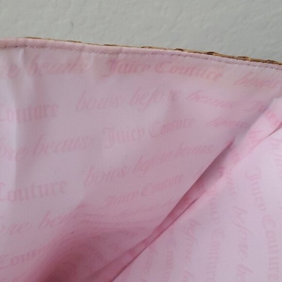 Juicy Couture Straw Tote waterproof lining and handles Beach Bag - Picture 9 of 11